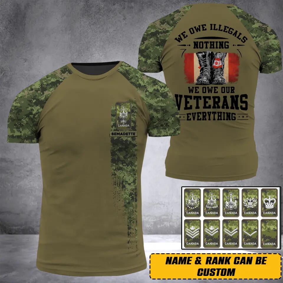 Personalized We Owe Illegals Nothing We Owe Our Canadian Veteran Everything 3D Printed Tshirts 22NOV-HQ29