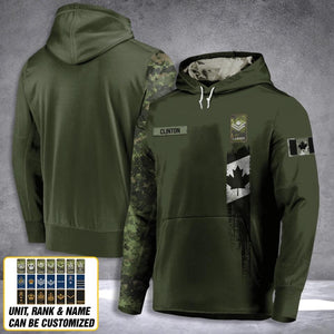 Personalized Canadian Solider/ Veteran Camo With Name and Rank Hoodie 3D Printed QTDT2911