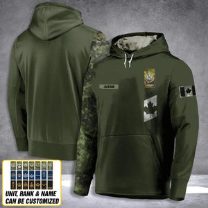 Personalized Canadian Solider/ Veteran Camo With Name and Rank Hoodie 3D Printed QTDT2911