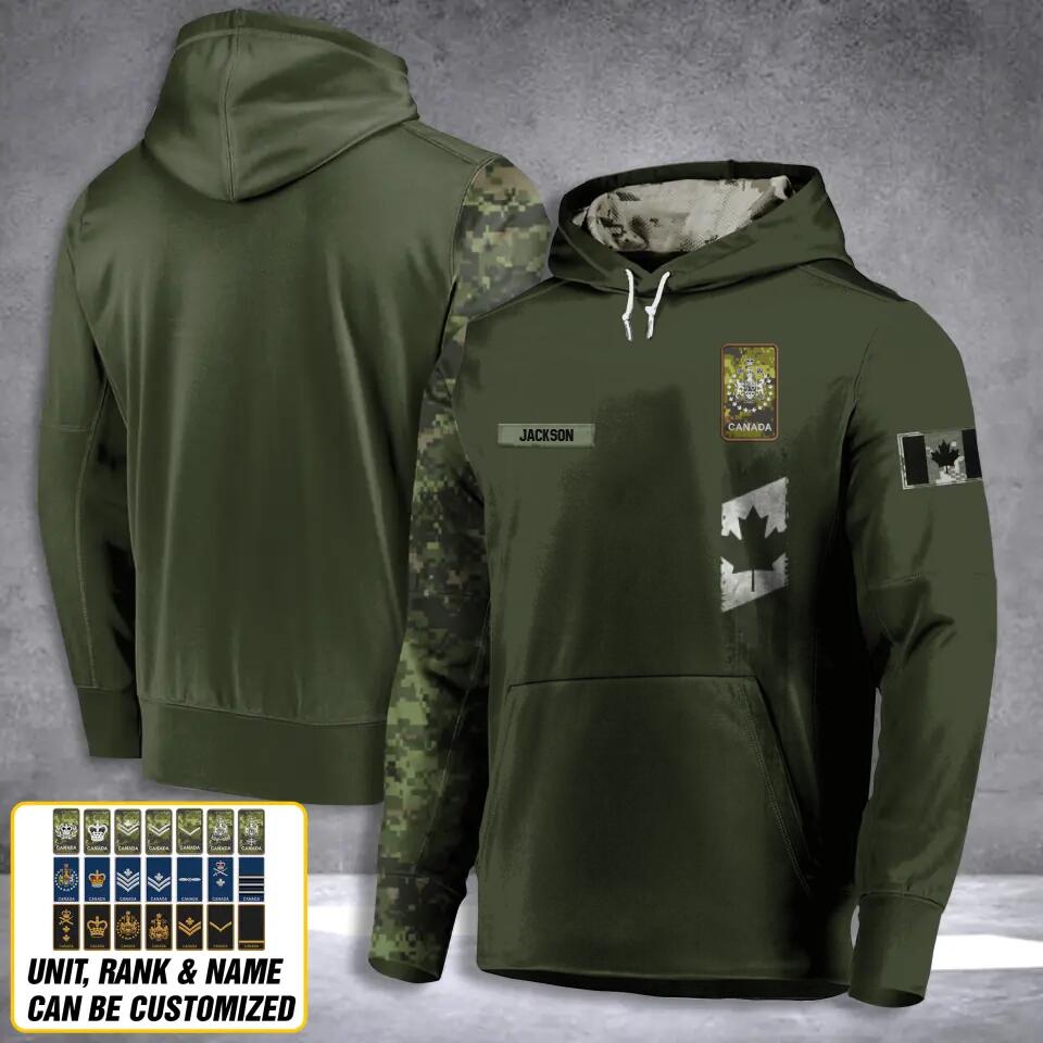 Personalized Canadian Solider/ Veteran Camo With Name and Rank Hoodie 3D Printed QTDT2911