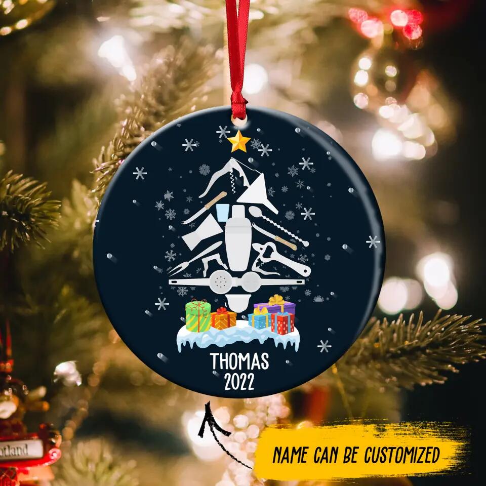 Personalized Bartender  Christmas Acrylic/Plastic Ornament Printed QTDT2911