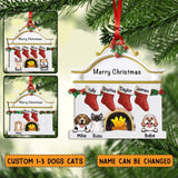 Personalized Merry Christmas Family With Pets Acrylic/Plastic Ornament Printed QTHY3011