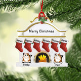 Personalized Merry Christmas Family With Pets Acrylic/Plastic Ornament Printed QTHY3011