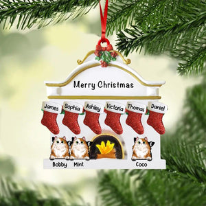 Personalized Merry Christmas Family With Pets Acrylic/Plastic Ornament Printed QTHY3011