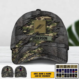 Personalized French Solider/ Veteran Tear Rank Camo Peaked Cap 3D Printed 22NOV-DT30