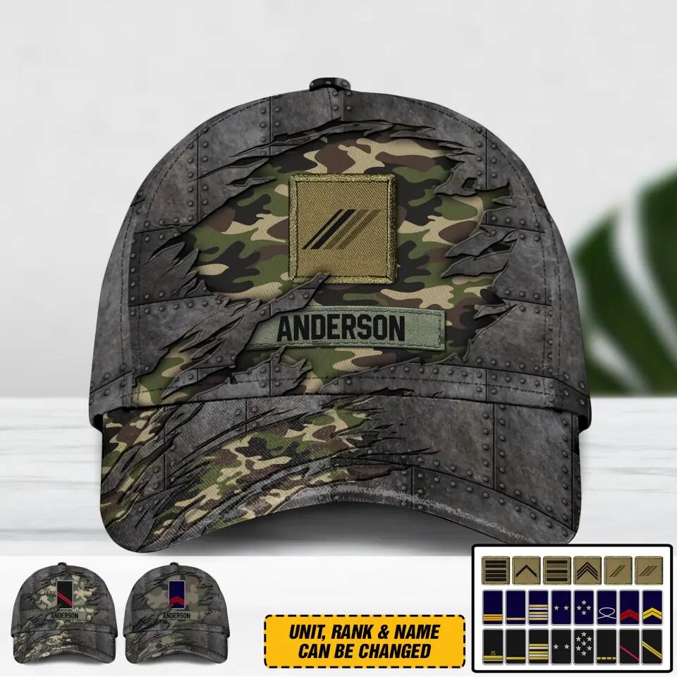 Personalized French Solider/ Veteran Tear Rank Camo Peaked Cap 3D Printed 22NOV-DT30