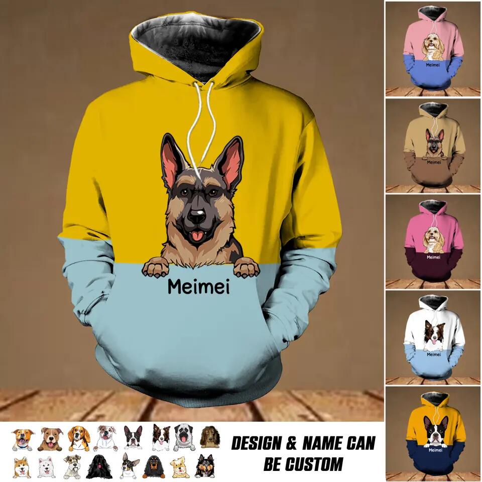 Personalized Dog Lovers Mixed 3D Hoodie Printed QTHQ3011