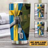 Personalized Sweden Solider/Veteran Rank & Flag Tumbler Printed 22NOV-HY30