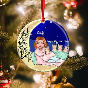 Personalized I Love You To The Moon And Back Cat Lovers Acrylic/Plastic Ornament Printed 22NOV-DT30