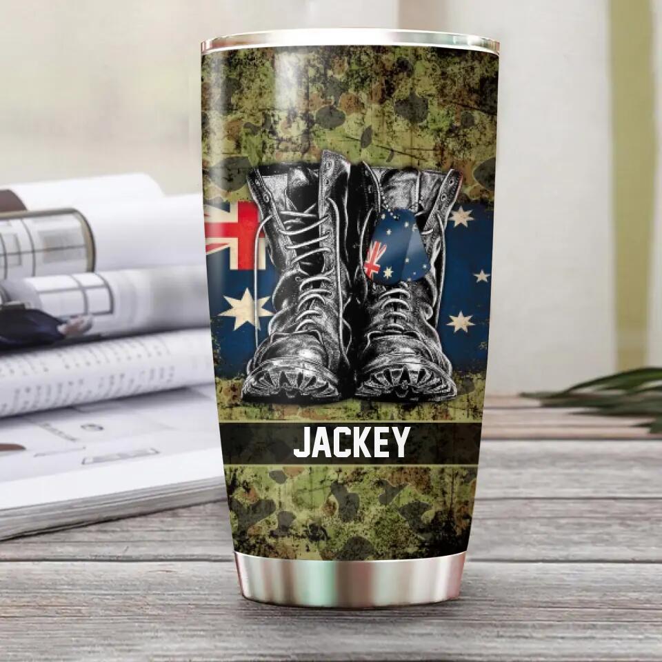 Personalized Australian Solider/Veteran Camo Tumbler Printed QTHQ30