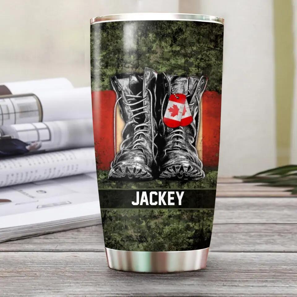 Personalized Canadian Solider/Veteran Camo Tumbler Printed QTHQ30