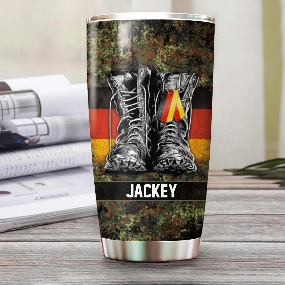 Personalized German Solider/Veteran Camo Tumbler Printed QTHQ30