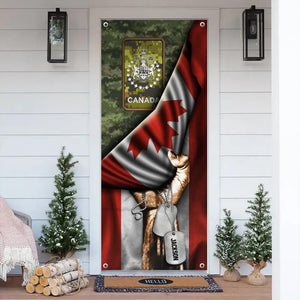 Personalized Canadian Veteran/Solider With Rank Name Flag Door Cover Printed QTDT3011