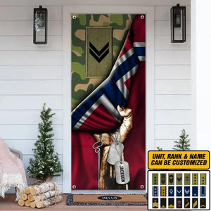 Personalized Norwegian Veteran/Solider With Rank Name Flag Door Cover Printed QTDT3011