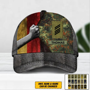 Personalized German Solider/ Veteran Rank Camo Peaked Cap 3D Printed 22NOV-DY30