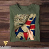 Personalized Hand Holding Flag UK Solider/Veteran Rank Camo Tshirt Printed 22DEC-DT01