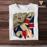 Personalized Hand Holding Flag UK Solider/Veteran Rank Camo Tshirt Printed 22DEC-DT01