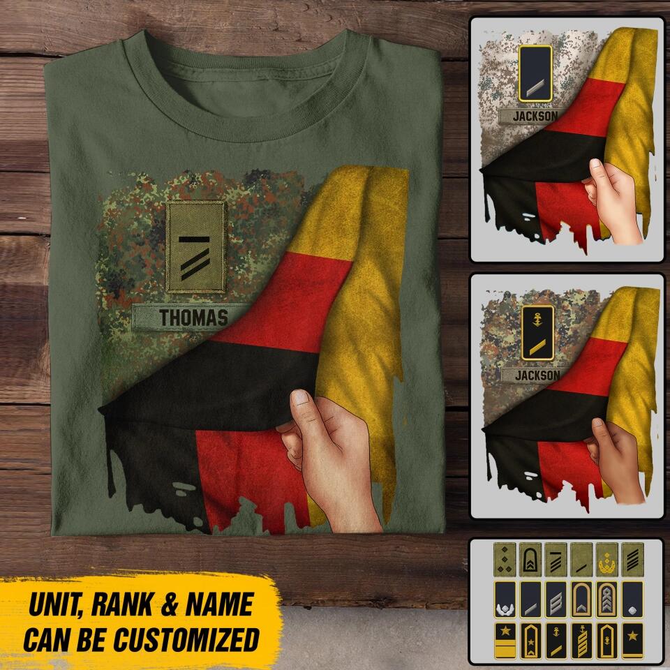 Personalized Hand Holding Flag German Solider/Veteran Rank Camo Tshirt Printed 22DEC-DT01