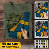 Personalized Hand Holding Flag Sweden Solider/Veteran Rank Camo Tshirt Printed 22DEC-DT01