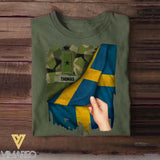 Personalized Hand Holding Flag Sweden Solider/Veteran Rank Camo Tshirt Printed 22DEC-DT01