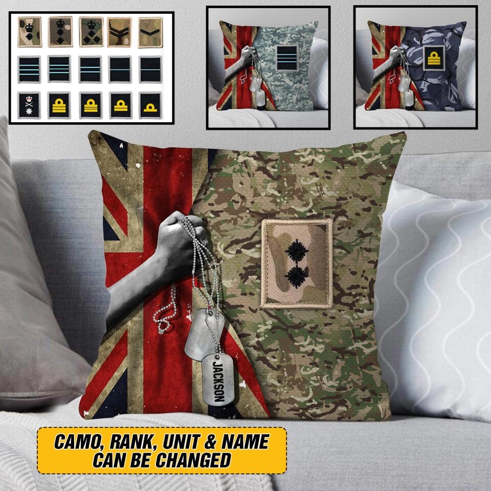 Personalized British Veterans/Soldier Camo Flag Pillow Printed 22DEC-HY01