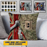 Personalized British Veterans/Soldier Camo Flag Pillow Printed 22DEC-HY01