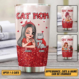 Personalized Cat Mom Tumbler Printed QTHY0112