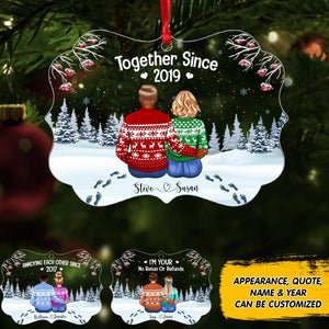 Personalized Couple Christmas Acrylic/Plastic Ornament Printed PNDT0112