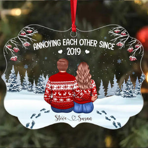 Personalized Couple Christmas Acrylic/Plastic Ornament Printed PNDT0112