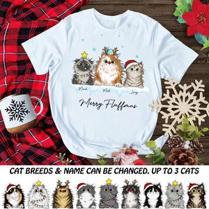 Personalized Merry Fluffmas Cat Lovers Tshirt Printed QTDT0112