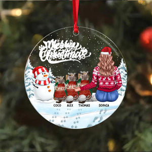 Personalized Meowy Or Merry Christmas Cat Lovers Acrylic/Plastic Ornament Printed PNDT0212