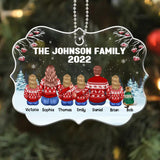 Personalized Family Kid And Cats Christmas Acrylic/Plastic Ornament Printed 22NOV-HQ02