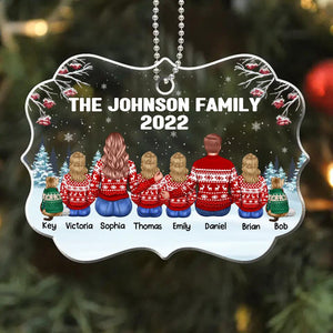 Personalized Family Kid And Cats Christmas Acrylic/Plastic Ornament Printed 22NOV-HQ02