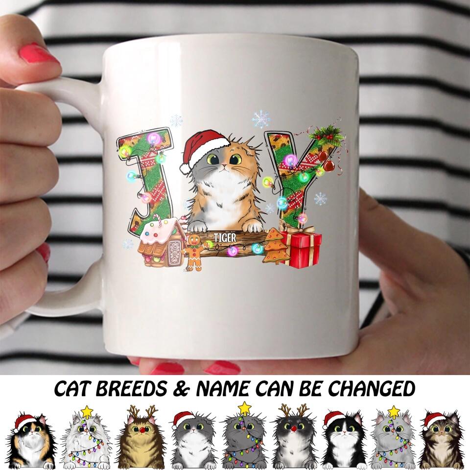 Personalized Joy Cat Christmas Mug Printed QTDT0212