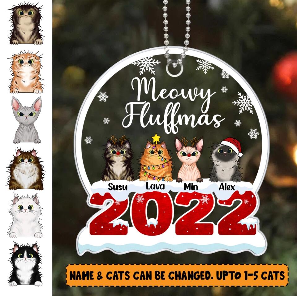 Personalized Mewy Fluffmas Acrylic/Plastic Ornament Printed QTHY0212