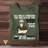 Personalized As I Walk Through The Valley of The Shadow of Death I Fear No Evil For I am The Baddest One In The Valley Swiss Solider/Veteran Rank Camo Tshirt Printed 22DEC-HY05