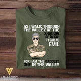 Personalized As I Walk Through The Valley of The Shadow of Death I Fear No Evil For I am The Baddest One In The Valley UK Solider/Veteran Rank Camo Tshirt Printed 22DEC-HY05