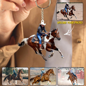 Personalized Your Horse Riding Picture Wood Keychain Printed 22DEC-DT05