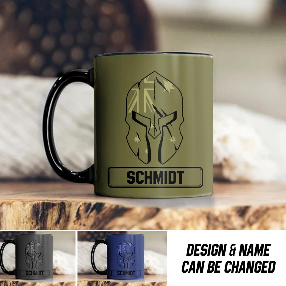 Personalized Australian Solider/ Veteran Mask Camo Black Mug Printed QTDT0512