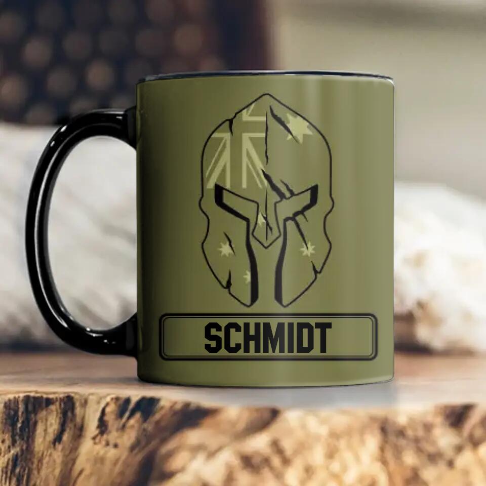 Personalized Australian Solider/ Veteran Mask Camo Black Mug Printed QTDT0512