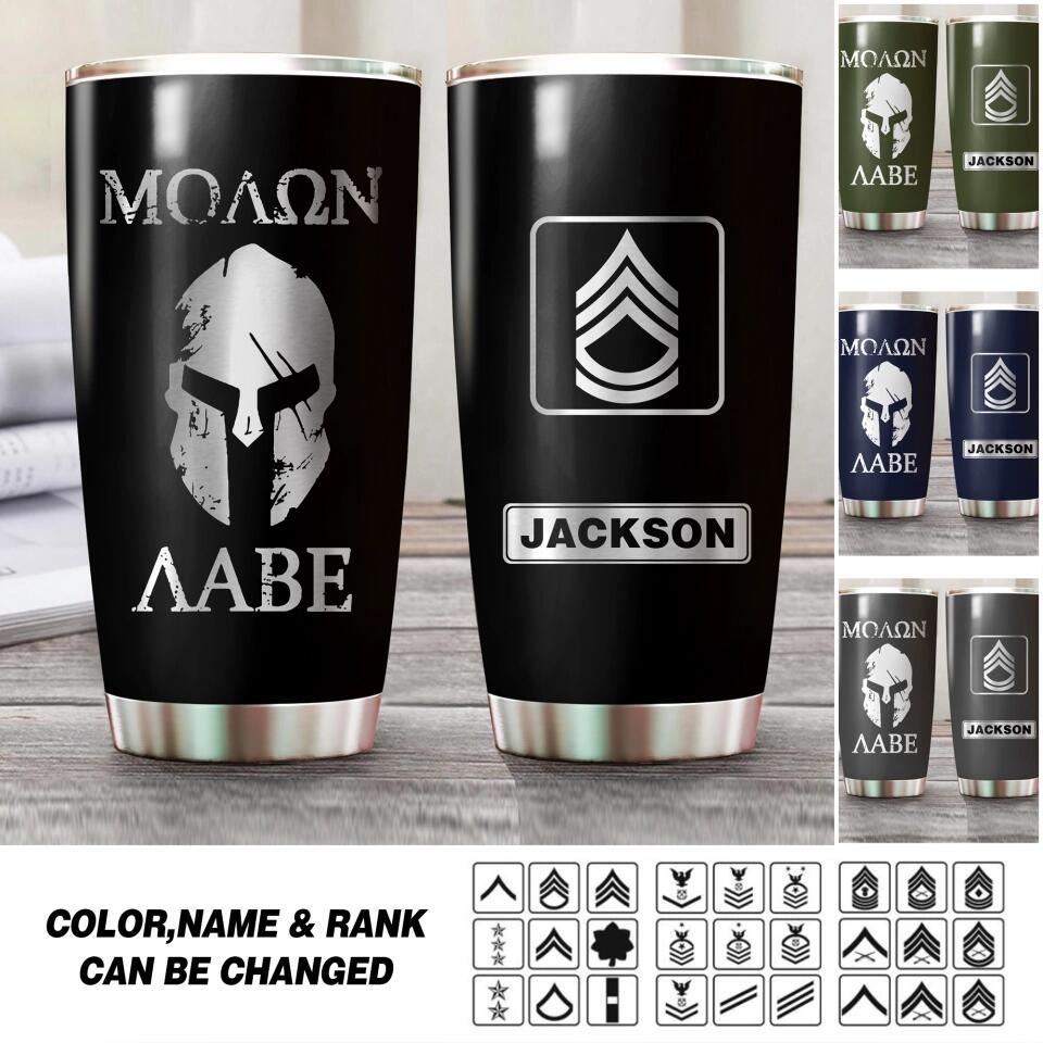 Personalized Moaon Aabe U.S Solider/Veteran Rank Camo Tumbler Printed QTHQ0512