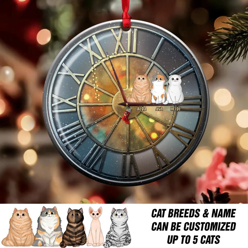 Personalized Cat Lover Clock Tower Christmas Acrylic/Plastic Ornament Printed 22DEC-DT05