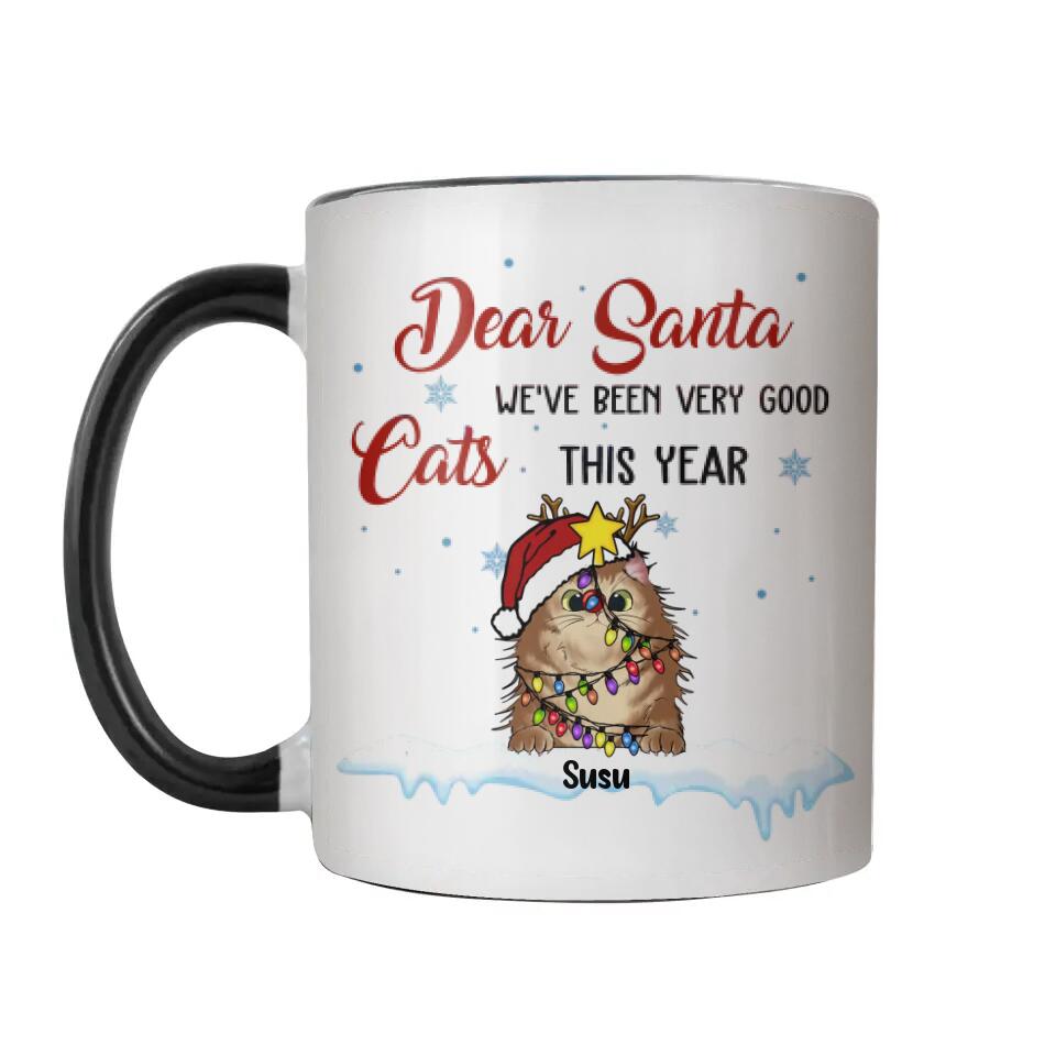 Personalized Cat Lovers Dear Santa We've Been Very Good This Year Accent Mug PNHY0512