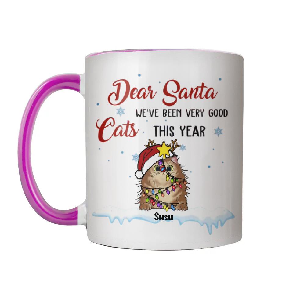 Personalized Cat Lovers Dear Santa We've Been Very Good This Year Accent Mug PNHY0512