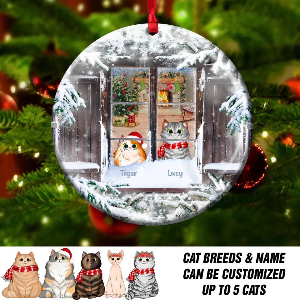 Personalized Cat Lovers Christmas Snow Acrylic/Plastic Ornament Printed 22DEC-DT05