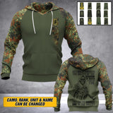 Personalized German Solider/ Veteran Camo With Name and Rank Hoodie 3D Printed 22DEC-HY05