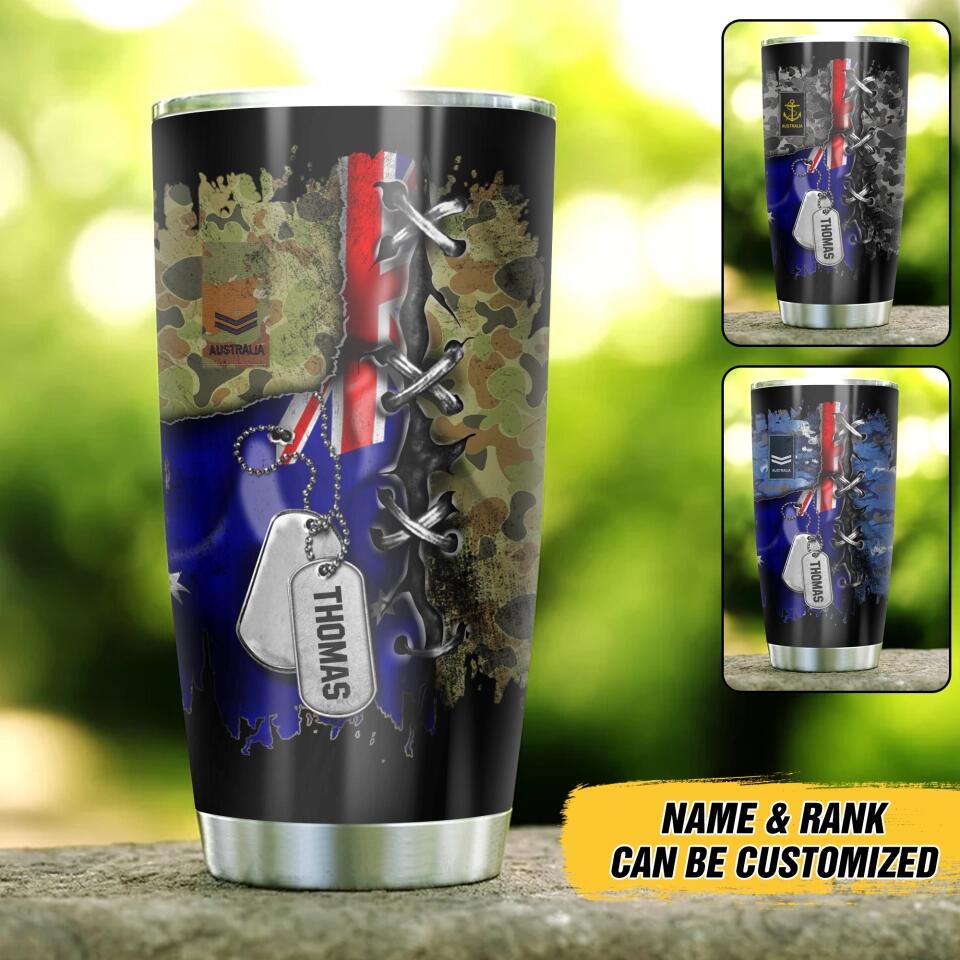 Personalized Australian Solider/Veteran Rank Camo Tumbler Printed QTDT0512