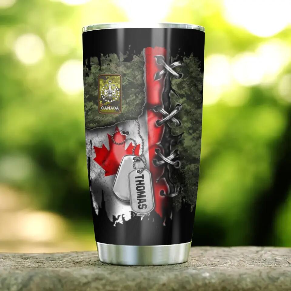 Personalized Canadian Solider/Veteran Rank Camo Tumbler Printed QTDT0512