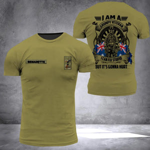 Personalized I Am An Australian Grumpy Veteran I Can Fix Stupid Rank Flag 3D Printed Tshirt QTHQ0512