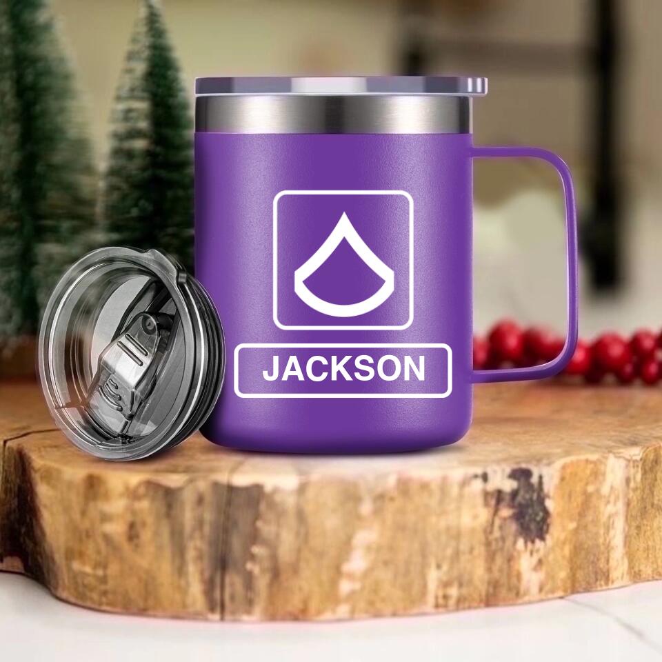 Personalized US Solider/ Veteran With Your Unit Logo Laser Handle Cup Printed 22DEC-HQ06